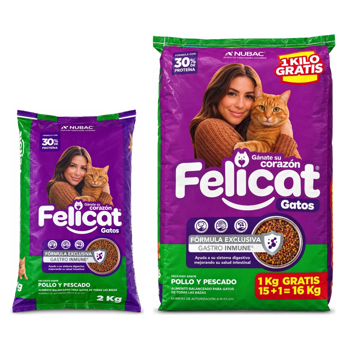Croqueta Felicat para gato — presentaciones 2 kg y 15 kg