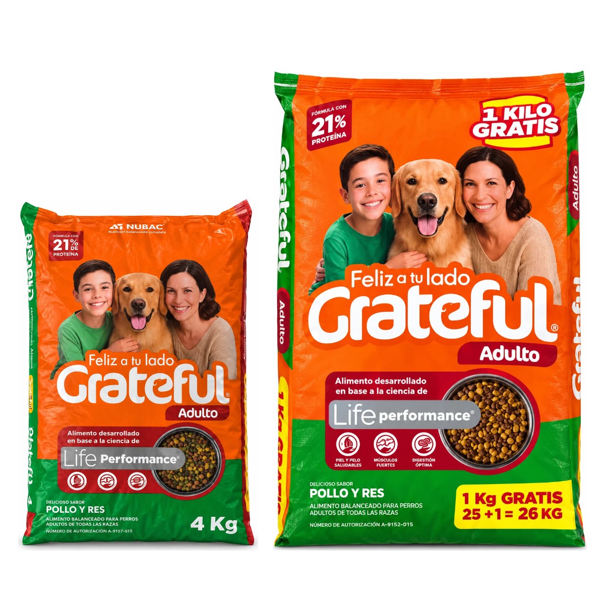 Croqueta Grateful Adulto 21% para perro — presentaciones 4 kg y 25 kg
