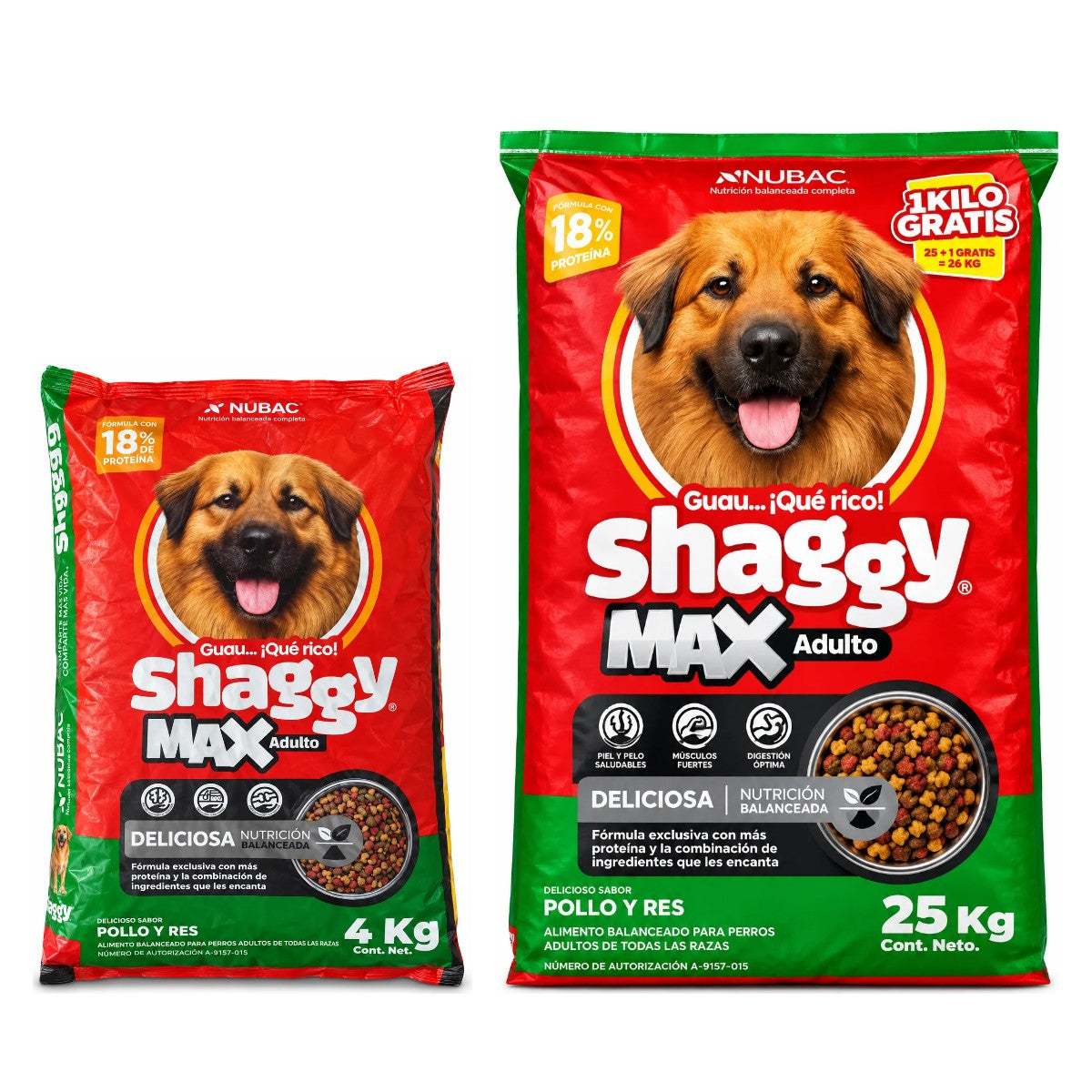 Croqueta Shaggy Max 18% para perro — presentaciones 4 kg y 25 kg