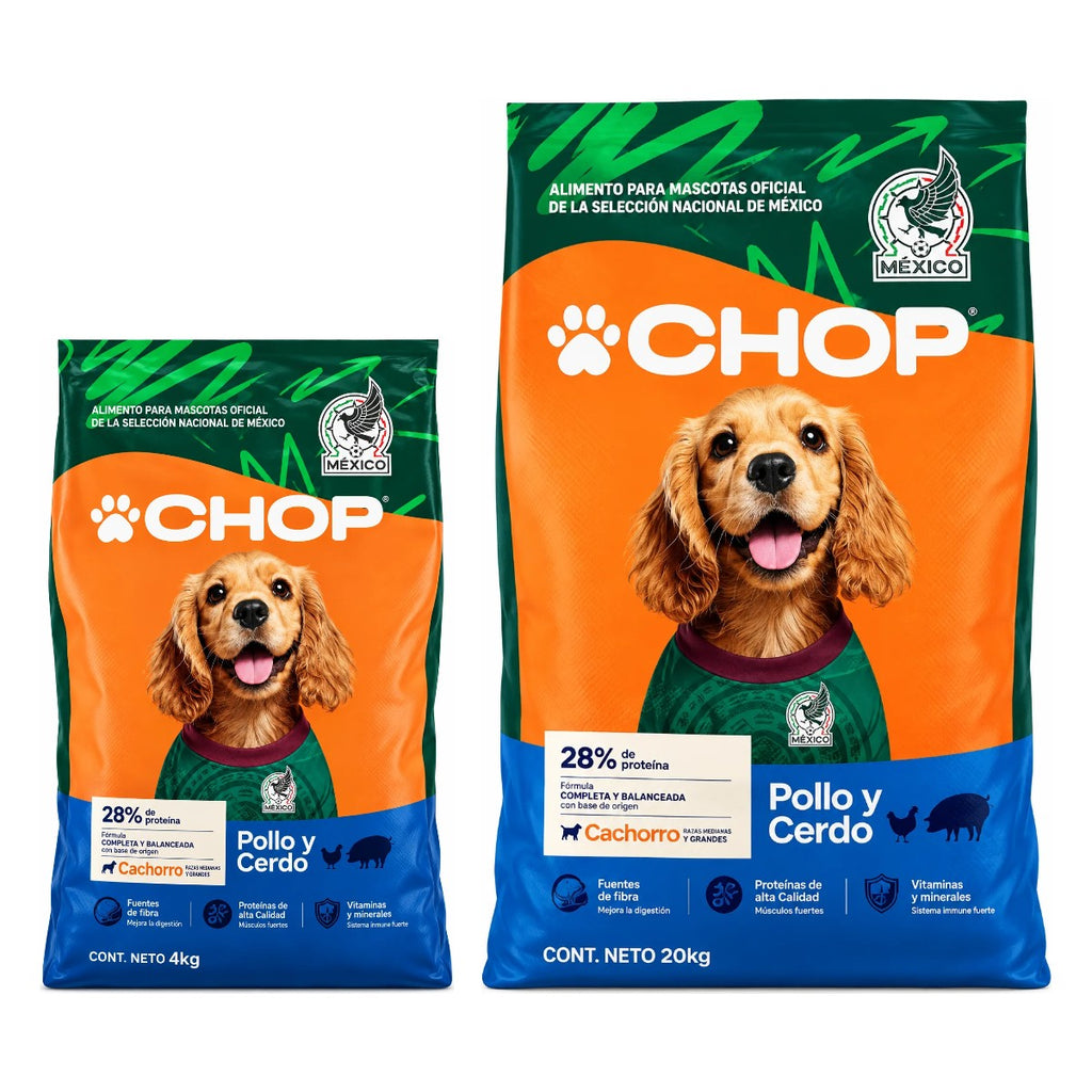 Croqueta Chop Cachorro para perro — presentaciones 4 kg y 20 kg