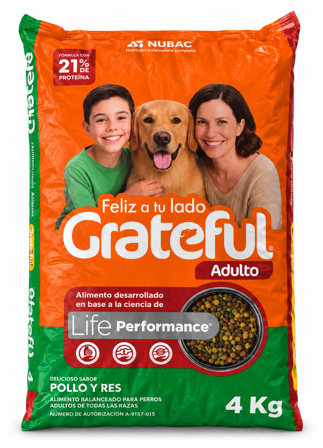 Croqueta Grateful Adulto 21% para perro 4 kg