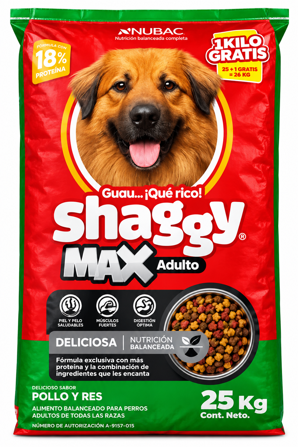 Croqueta Shaggy Max 18% para perro 25 kg